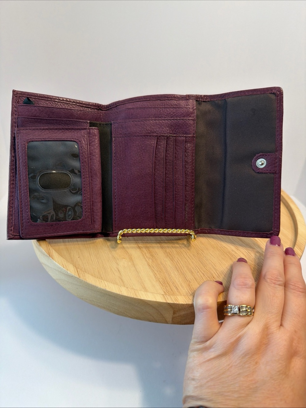 Vintage Fossil Wallet Plum Purple Pebble Leather - Excellent Condition - Picture 4 of 11